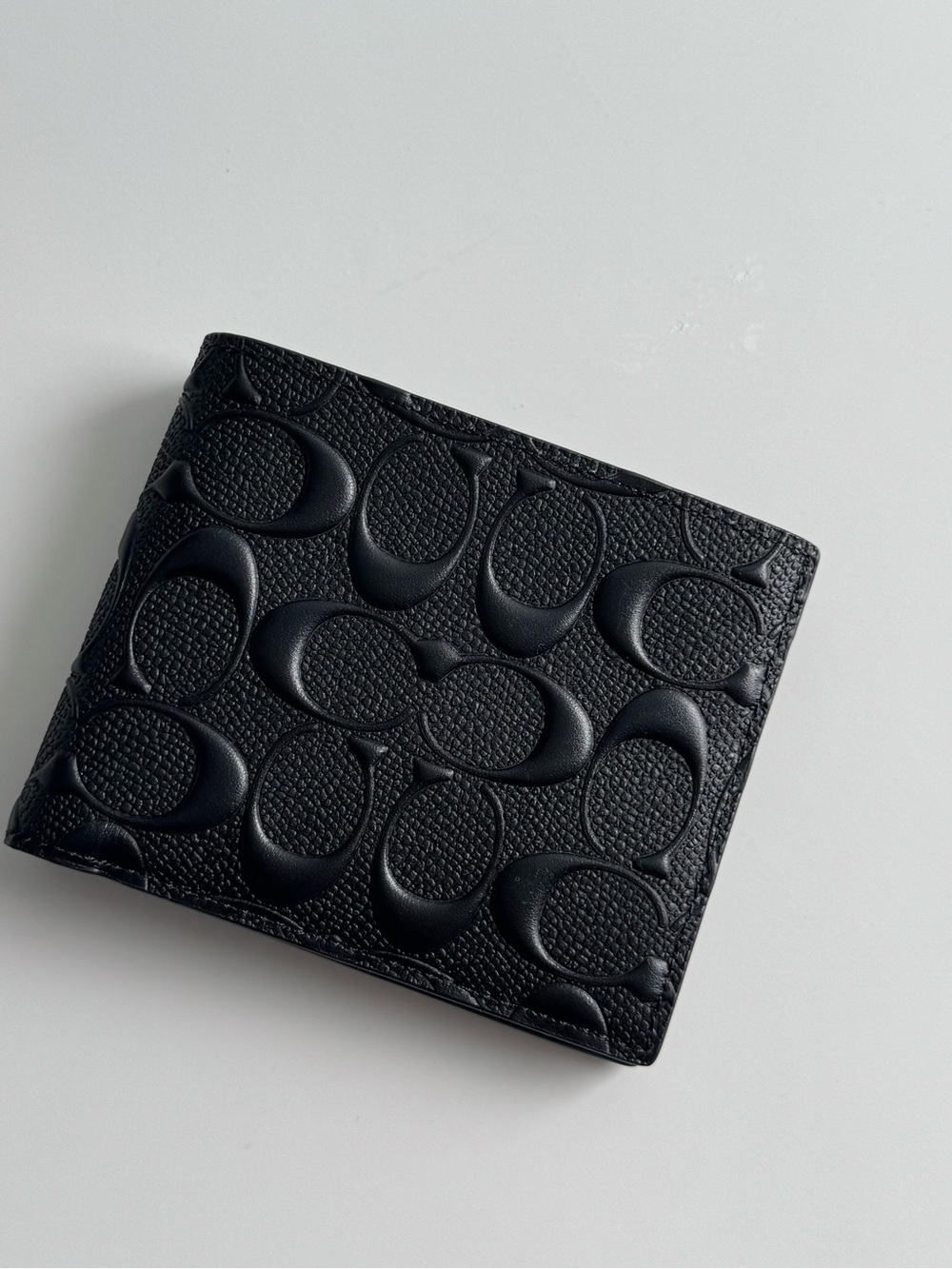 Coach Black Embossed Signature Leather Bifold Wallet